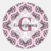 Gepersonaliseerde jaren '70 Dusky Roos Cherry Blos Ronde Sticker (Voorkant)