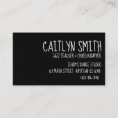 Gepersonaliseerde Jazz Dance Teacher Choreograaf Visitekaartje (Achterkant)