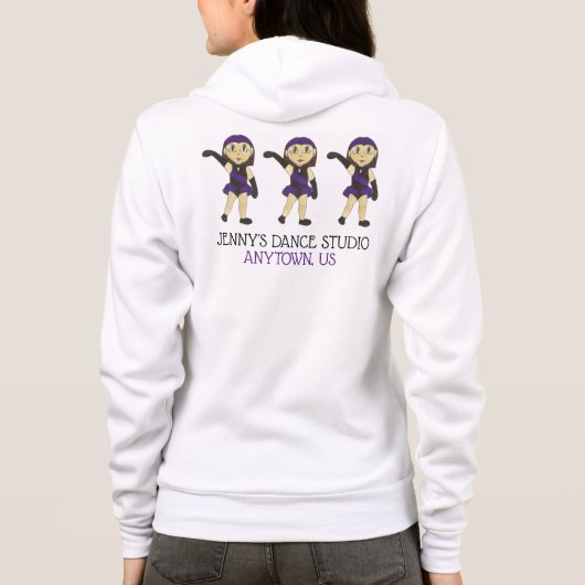 Gepersonaliseerde Jazz Dancer Dance School Studio Hoodie (Achterkant)