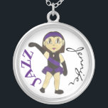 Gepersonaliseerde Jazz Dancer Girl Dance Teacher G Zilver Vergulden Ketting<br><div class="desc">Het ontwerp bevat een originele markeerafbeelding van een meisje jazz danser in een paarse en zwarte jazz dansfragment en zwarte jazz dansschoenen met leder. Ideaal voor je favoriete jazzdanser, dansleraar, choreograaf of studio-eigenaar! Zie je niet wat je zoekt? Hulp nodig bij aanpassingen? Klik "contact deze ontwerper"om iets te hebben enkel...</div>
