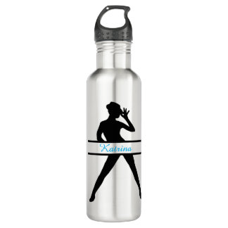 Gepersonaliseerde Jazz Dancer Silhouette Water Fle Waterfles