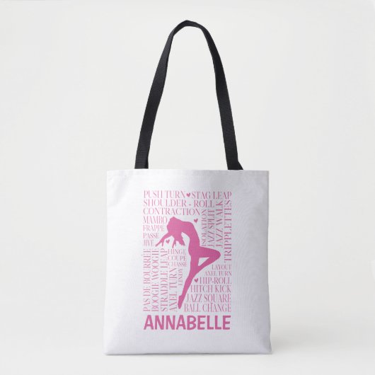 Gepersonaliseerde Jazzdans Canvas tas in Roze (Voorkant)