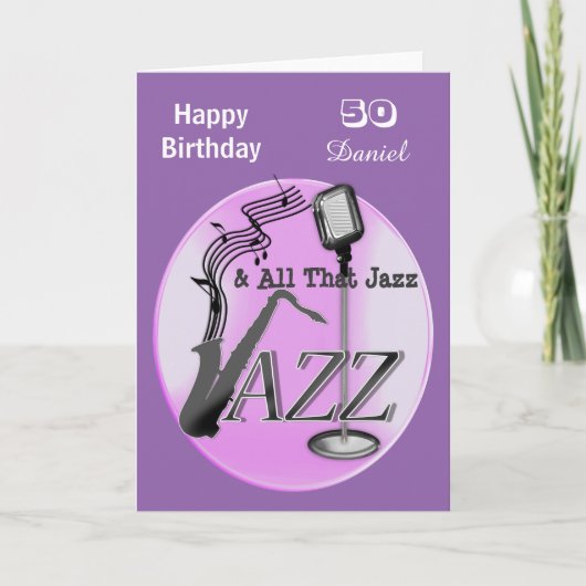 Gepersonaliseerde jazzmuziek thema Happy Birthday Kaart (Voorkant)