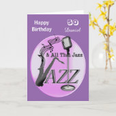 Gepersonaliseerde jazzmuziek thema Happy Birthday Kaart (Gele Bloem)