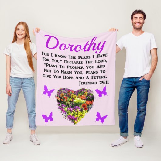 GEPERSONALISEERDE JEREMIA 29:11 BLOEMEN FLEECE DEKEN (In situ)