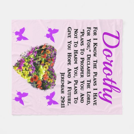 GEPERSONALISEERDE JEREMIA 29:11 BLOEMEN FLEECE DEKEN (Voorkant (Horizontaal))