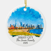 Gepersonaliseerde Jersey City Ornament, New Jersey Keramisch Ornament (Voorkant)