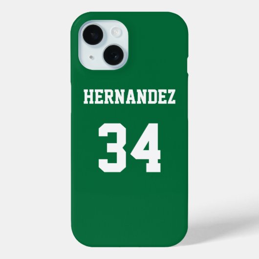 Gepersonaliseerde Jersey Naam Nummer Groen en Wit Case-Mate iPhone Case (Achterkant)