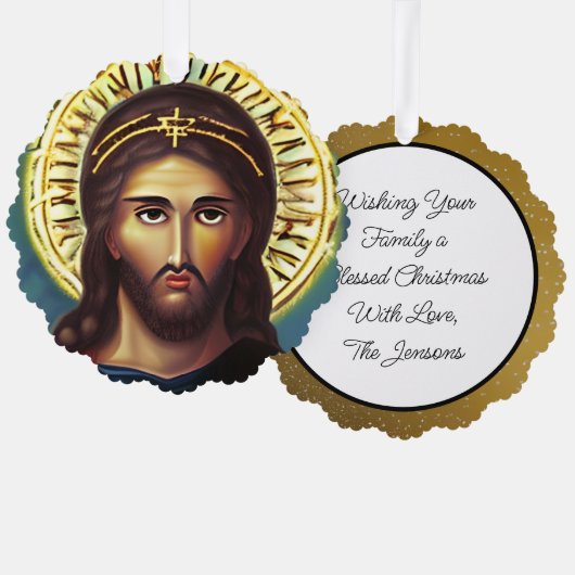 Gepersonaliseerde Jesus Christmas religieus Christ Ornament Kaart (Voorkant / Achterkant)