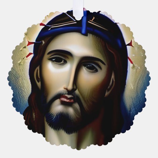 Gepersonaliseerde Jesus Christmas religieus Christ Ornament Kaart (Voorkant)