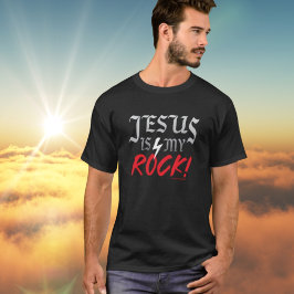 Gepersonaliseerde "Jesus Is My Rock" Rock and Roll T-shirt
