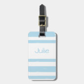 Gepersonaliseerde Jeugdkamp Blauwe Streep Bagagelabel (Voorkant verticaal)