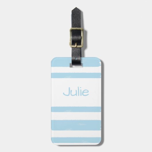 Gepersonaliseerde Jeugdkamp Blauwe Streep Bagagelabel (Voorkant verticaal)