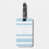 Gepersonaliseerde Jeugdkamp Blauwe Streep Bagagelabel (Achterkant verticaal)
