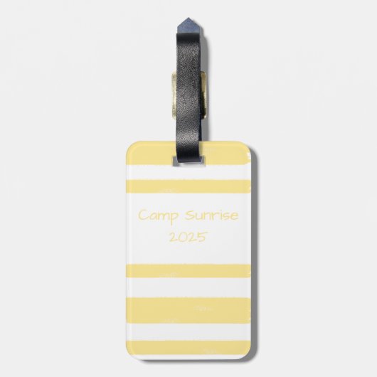 Gepersonaliseerde Jeugdkamp Gele Streep Bagagelabel (Achterkant verticaal)