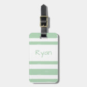 Gepersonaliseerde Jeugdkamp Groene Streep Bagagelabel (Voorkant verticaal)