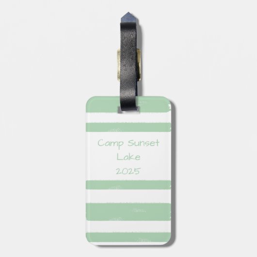 Gepersonaliseerde Jeugdkamp Groene Streep Bagagelabel (Achterkant verticaal)