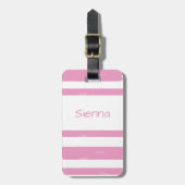 Gepersonaliseerde Jeugdkamp Roze Streep Bagagelabel (Voorkant verticaal)