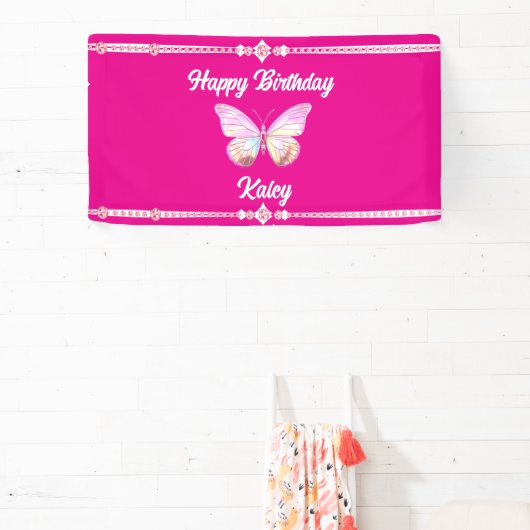 Gepersonaliseerde Jewel Butterfly Banner (Insitu)