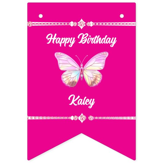Gepersonaliseerde Jewel Butterfly Bunting Banner (Tweede vlag)
