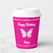 Gepersonaliseerde Jewel Butterfly Paper Cup Papieren Bekers (Achterkant)