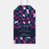 Gepersonaliseerde Jewel Elegant Geruit Kerstmis Cadeaulabel (Voorkant)