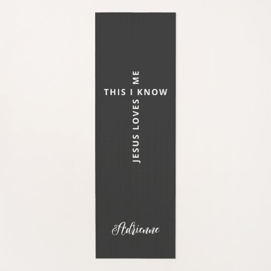 Gepersonaliseerde Jezus houdt van me zwart wit omk Yogamat (Voorkant)