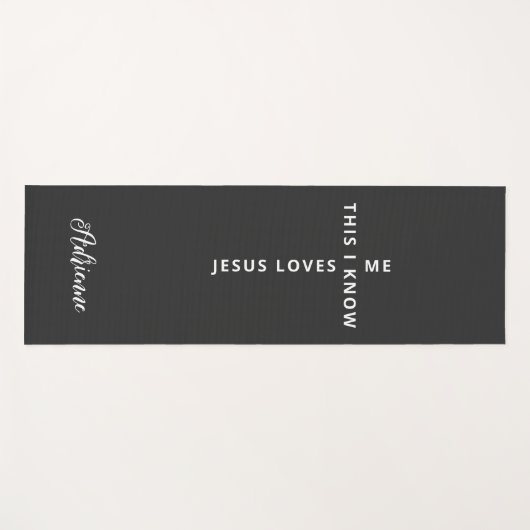 Gepersonaliseerde Jezus houdt van me zwart wit omk Yogamat (Voorkant (horizontaal))