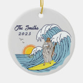 Gepersonaliseerde Jezus Surfen Kerstvakantie Keramisch Ornament (Voorkant)