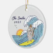 Gepersonaliseerde Jezus Surfen Kerstvakantie Keramisch Ornament (Links)