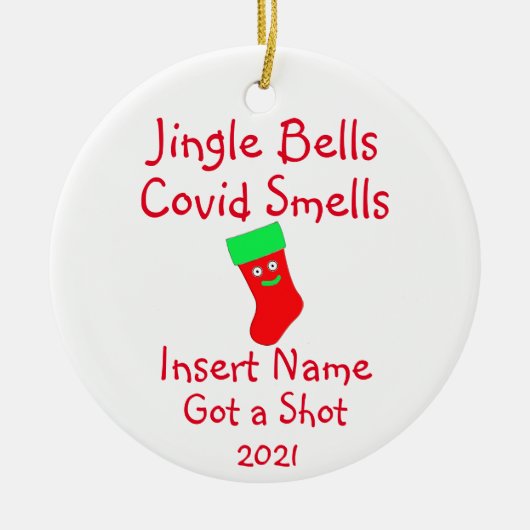 Gepersonaliseerde Jingle Bells, Covid-19 Smells-ke Keramisch Ornament (Voorkant)