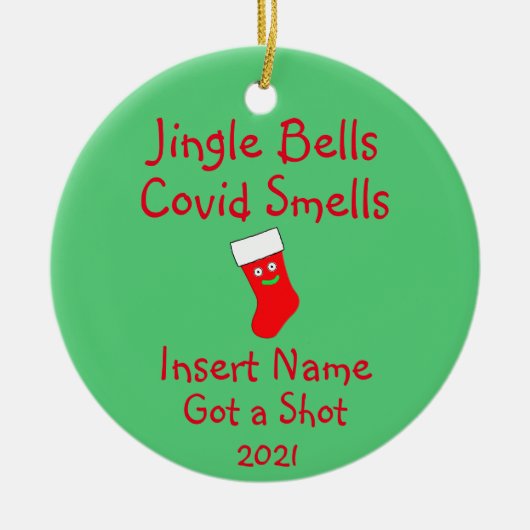 Gepersonaliseerde Jingle Bells, Covid-19 Smells-ke Keramisch Ornament (Voorkant)