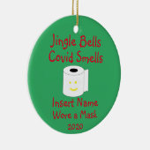 Gepersonaliseerde Jingle Bells, Covid-19 Smells Keramisch Ornament (Rechts)