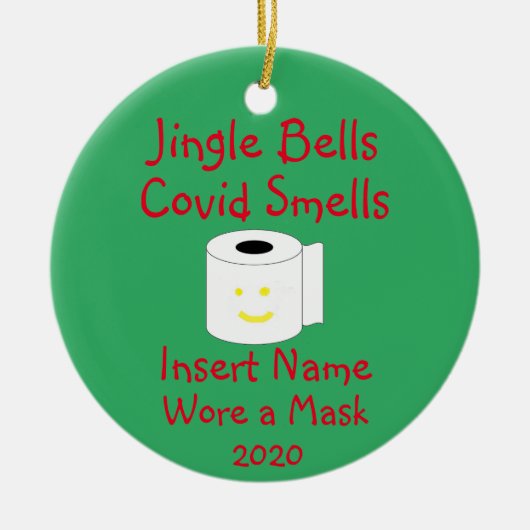 Gepersonaliseerde Jingle Bells, Covid-19 Smells Keramisch Ornament (Voorkant)
