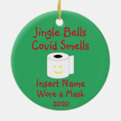 Gepersonaliseerde Jingle Bells, Covid-19 Smells Keramisch Ornament (Achterkant)