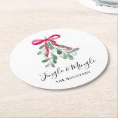 Gepersonaliseerde jingle en midgle kerst ronde kartonnen onderzetter (Gebogen)