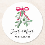 Gepersonaliseerde jingle en midgle kerst ronde kartonnen onderzetter (Voorkant)