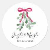 Gepersonaliseerde jingle en midgle kerst ronde sticker (Voorkant)