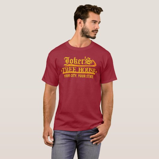 Gepersonaliseerde Joker's Tree House T-shirt (Voorkant volledig)