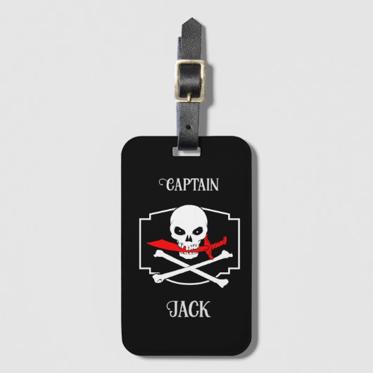 Gepersonaliseerde Jolly Roger (Cutlass) Bagagelabel (Voorkant (verticaal))