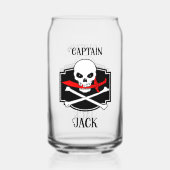 Gepersonaliseerde Jolly Roger (Cutlass) Blikvorm Glas (Voorkant)