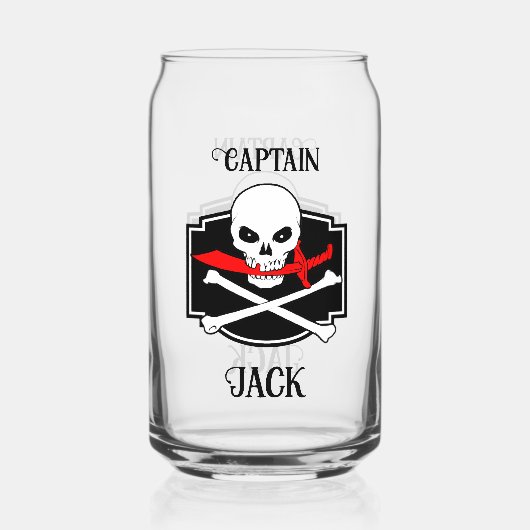 Gepersonaliseerde Jolly Roger (Cutlass) Blikvorm Glas (Achterkant)