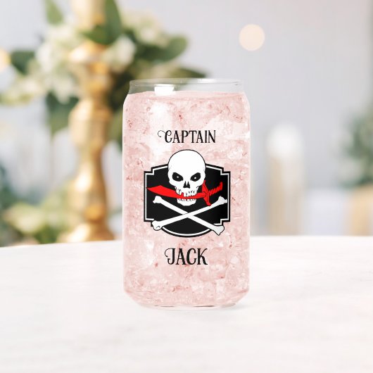 Gepersonaliseerde Jolly Roger (Cutlass) Blikvorm Glas (Insitu (Huwelijk))