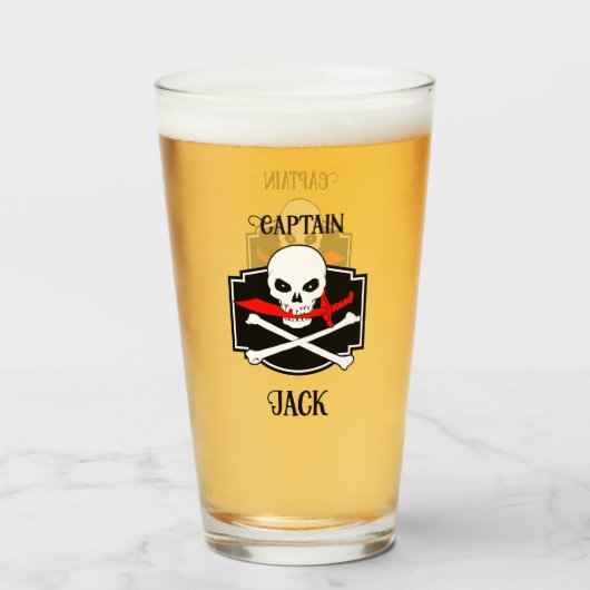 Gepersonaliseerde Jolly Roger (Cutlass) Glas (Achterkant gevuld)