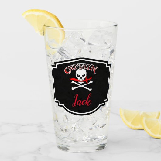 Gepersonaliseerde Jolly Roger (Cutlass) Glas (Voorkant ijs)