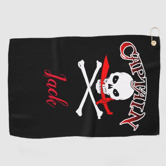 Gepersonaliseerde Jolly Roger (Cutlass) Golfhanddoek (Horizontaal)