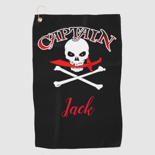Gepersonaliseerde Jolly Roger (Cutlass) Golfhanddoek (Voorkant)