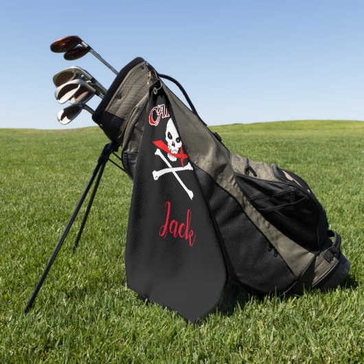 Gepersonaliseerde Jolly Roger (Cutlass) Golfhanddoek (Groen)