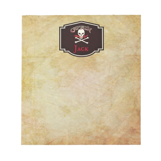Gepersonaliseerde Jolly Roger (Cutlass) Notitieblok (Voorkant)