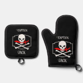 Gepersonaliseerde Jolly Roger (Cutlass) Ovenwant & Pannenlap Set (Voorkant)